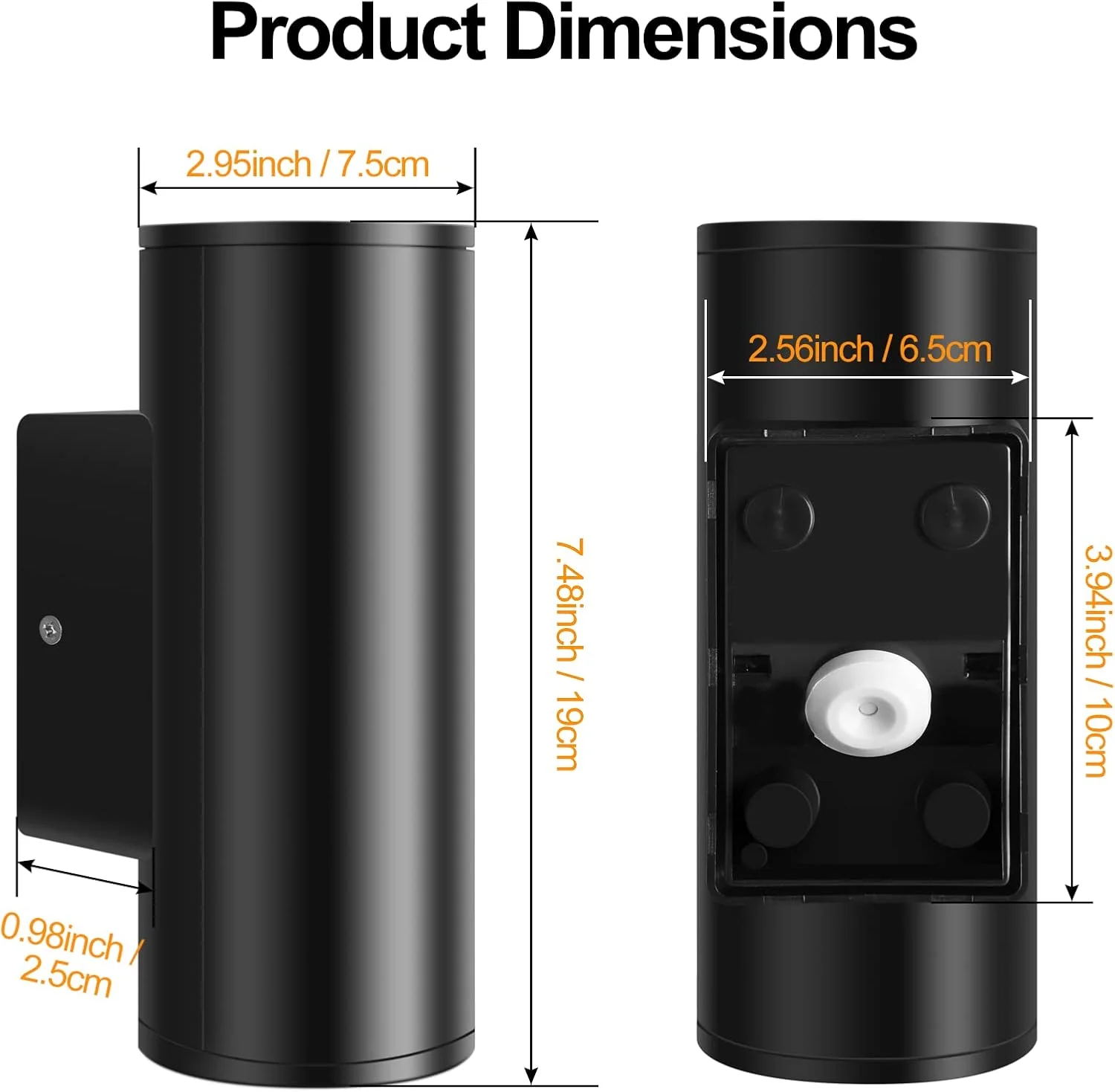 چراغ دیواری بیرونی FUDESY، چراغ های بالا و پایین با سوکت GU10 ضد آب IP54، چراغ دیوارکوب پلاستیکی برای درب ورودی پاسیو راهرو ایوان گاراژ، بسته 2 عددی