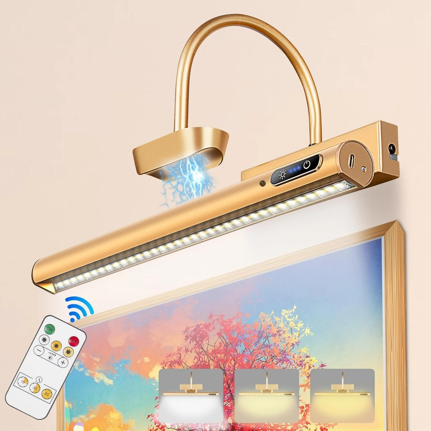 چراغ تابلوی طلایی مایا، چراغ دیواری بدون سیم دیمر دار با کنترلر و تایمر، چراغ تابلویی با باتری، قابل شارژ 5000mAh، چراغ های طلایی برای عکس ها روی دیوار، نقاشی ها، دارت بورد چراغ تابلوی طلایی مایا، چراغ دیواری بدون سیم دیمر دار با کنترلر و تایمر، چراغ تابلویی با باتری، قابل شارژ 5000mAh، چراغ های طلایی برای عکس ها روی دیوار، نقاشی ها، دارت بورد