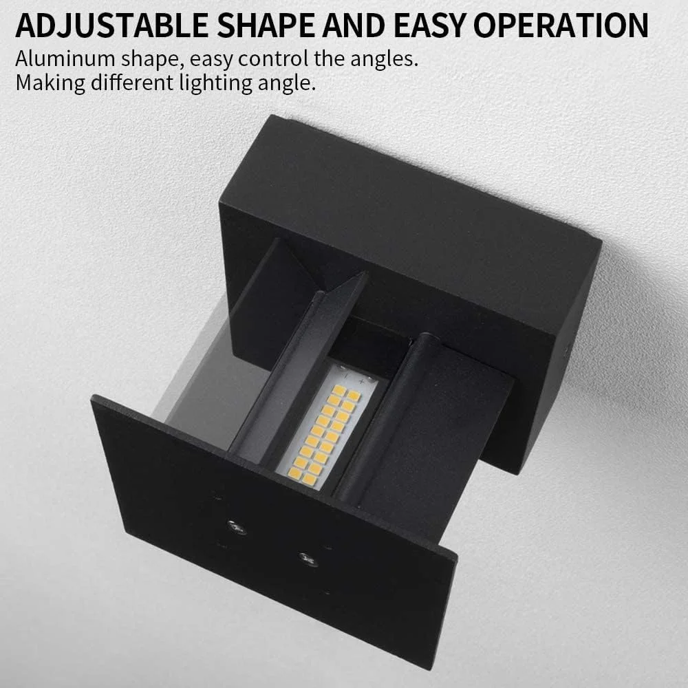 چراغ دیواری ال ای دی داوالایت، 2 عدد 12 وات 925 لومن 3000 کلوین، چراغ های دیواری مدرن بالا و پایین، چراغ های دیواری باغ داخلی و خارجی، IP65، طراحی مربع، زاویه پرتو قابل تنظیم، مشکی چراغ دیواری ال ای دی داوالایت، 2 عدد 12 وات 925 لومن 3000 کلوین، چراغ های دیواری مدرن بالا و پایین، چراغ های دیواری باغ داخلی و خارجی، IP65، طراحی مربع، زاویه پرتو قابل تنظیم، مشکی