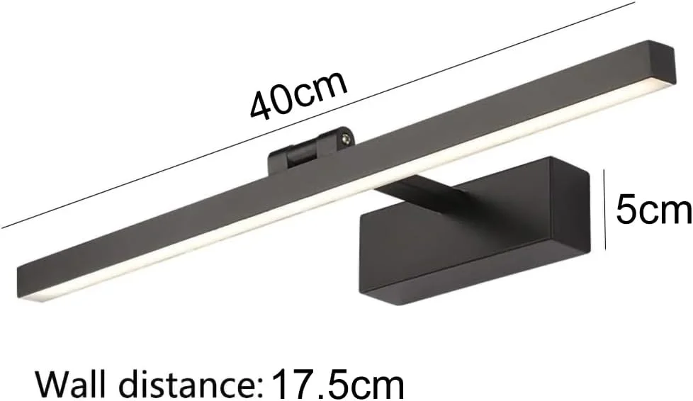 چراغ روشنایی مشکی کم نور شونده 15.7 اینچی، چراغ های مدرن حمام 3000-6500K، چراغ LED آلومینیومی مشکی چرخشی، چراغ دیواری مدرن چراغ روشنایی مشکی کم نور شونده 15.7 اینچی، چراغ های مدرن حمام 3000-6500K، چراغ LED آلومینیومی مشکی چرخشی، چراغ دیواری مدرن