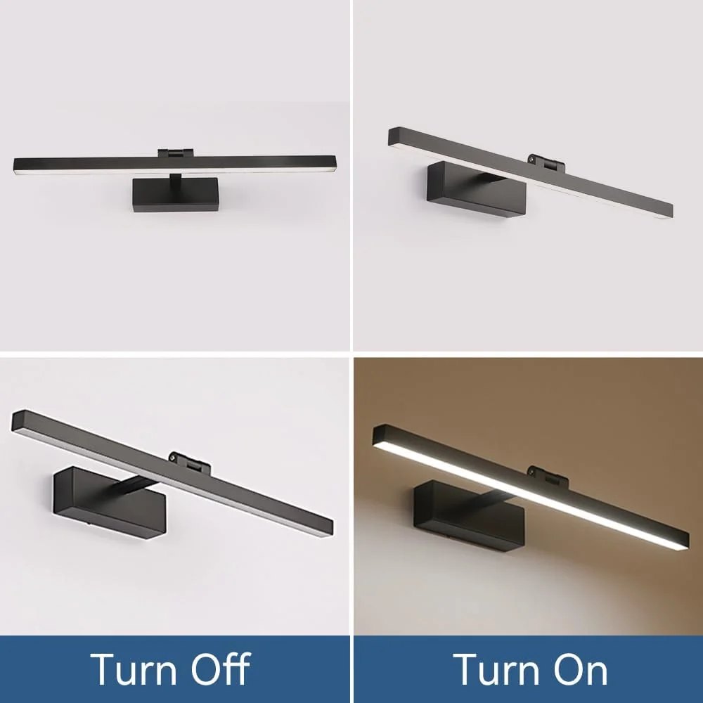 چراغ روشنایی مشکی کم نور شونده 15.7 اینچی، چراغ های مدرن حمام 3000-6500K، چراغ LED آلومینیومی مشکی چرخشی، چراغ دیواری مدرن چراغ روشنایی مشکی کم نور شونده 15.7 اینچی، چراغ های مدرن حمام 3000-6500K، چراغ LED آلومینیومی مشکی چرخشی، چراغ دیواری مدرن