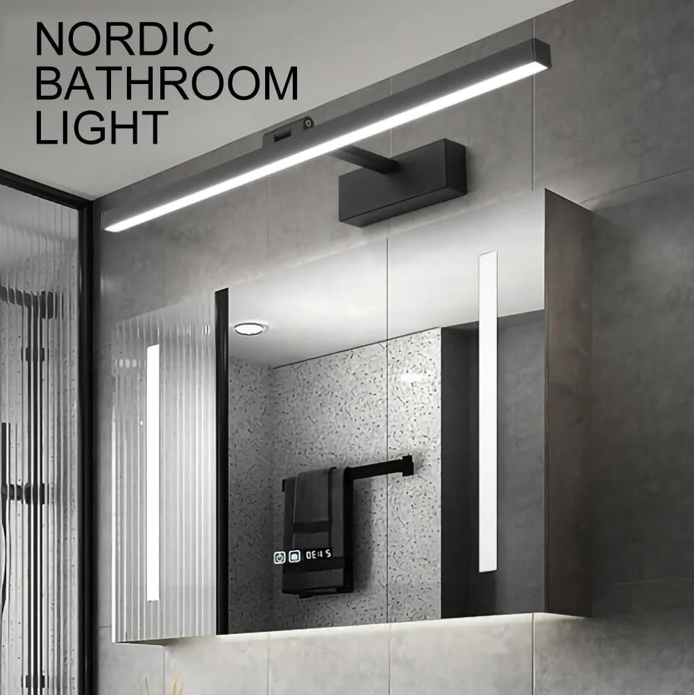 چراغ روشنایی مشکی کم نور شونده 15.7 اینچی، چراغ های مدرن حمام 3000-6500K، چراغ LED آلومینیومی مشکی چرخشی، چراغ دیواری مدرن چراغ روشنایی مشکی کم نور شونده 15.7 اینچی، چراغ های مدرن حمام 3000-6500K، چراغ LED آلومینیومی مشکی چرخشی، چراغ دیواری مدرن