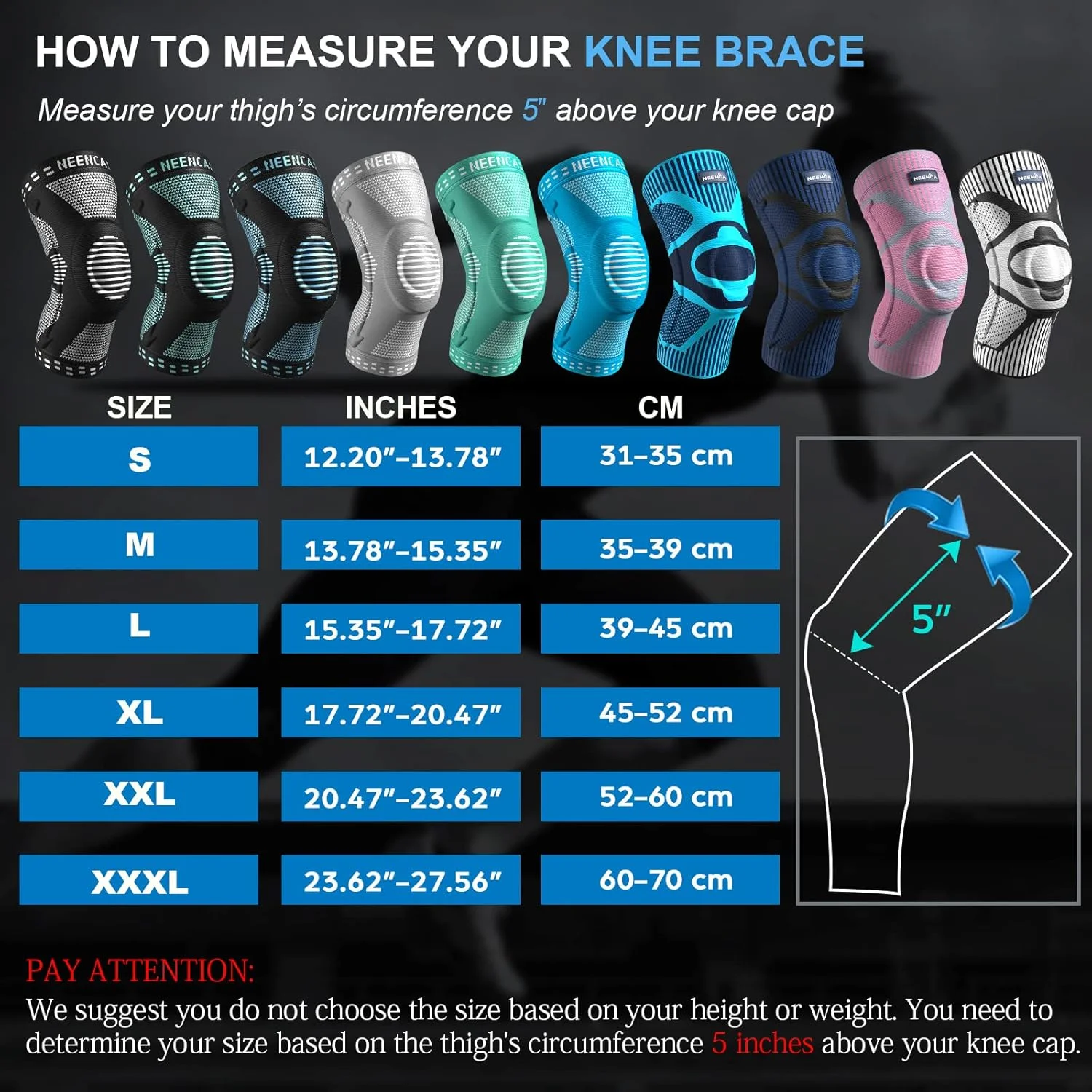 زانوبند طبی NEENCA برای تسکین درد زانو، زانوبند طبی با پد کشکک و تثبیت کننده های جانبی، آستین فشاری زانو برای پارگی مینیسک، ACL، آرتروز، درد مفاصل، دوندگان، ورزش