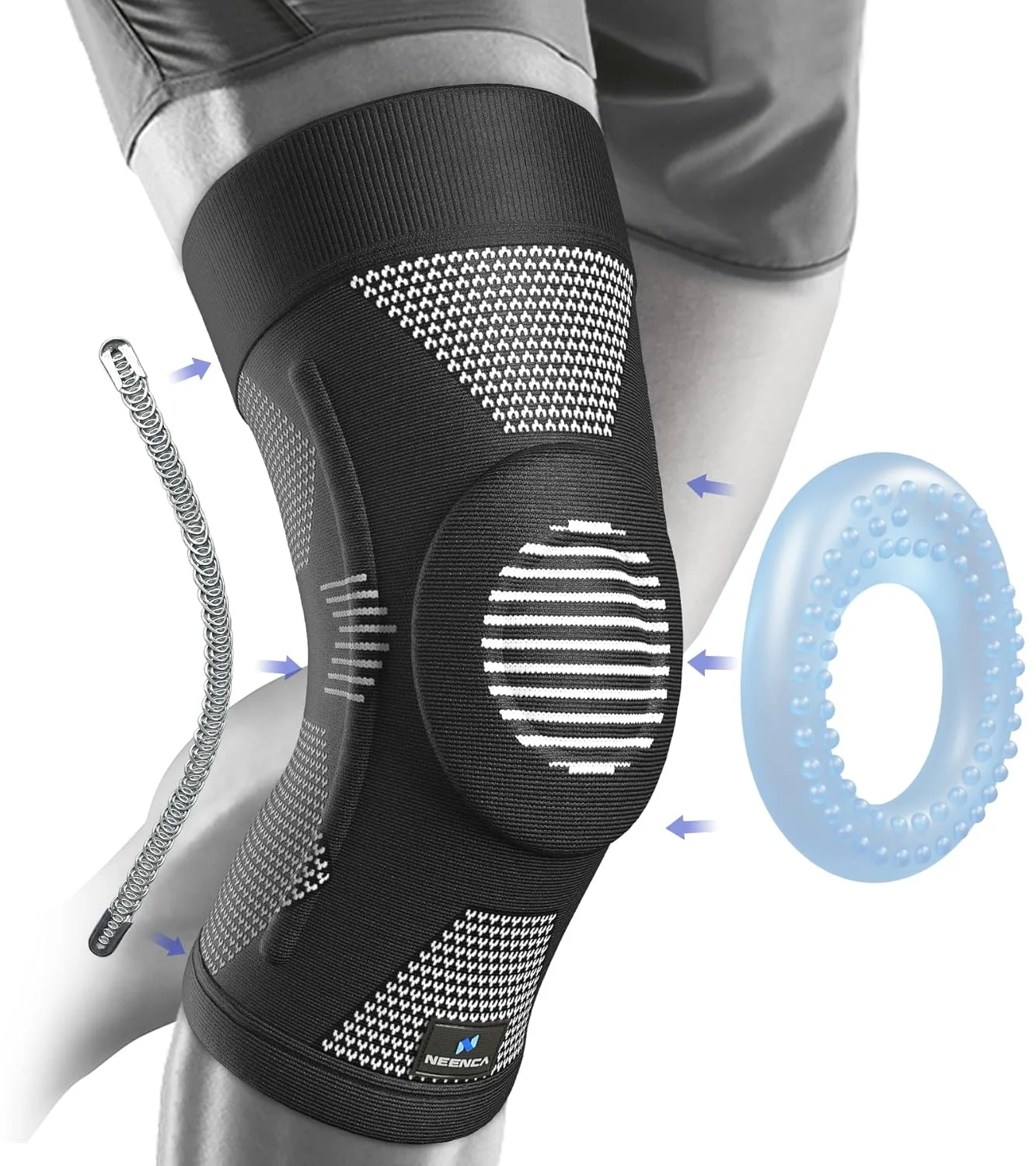 زانوبند لولایی NEENCA مدل YHX016-US-Black-XL برای درد زانو