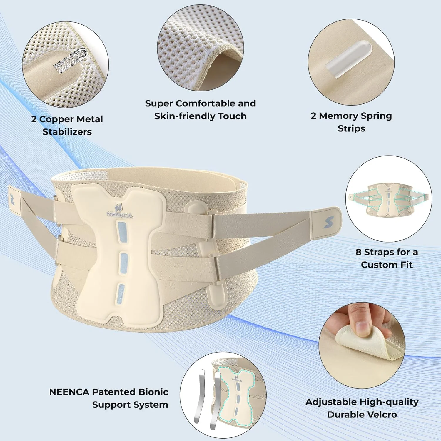 کمربند طبی نینکا برای تسکین درد کمر با سیستم پشتیبانی بیونیک، کمربند پشتیبانی کمری قابل تنظیم برای آقایان و بانوان با پد کمری، توری نرم و تنفسی برای دیسک فتق، سیاتیک، اسکولیوز و...