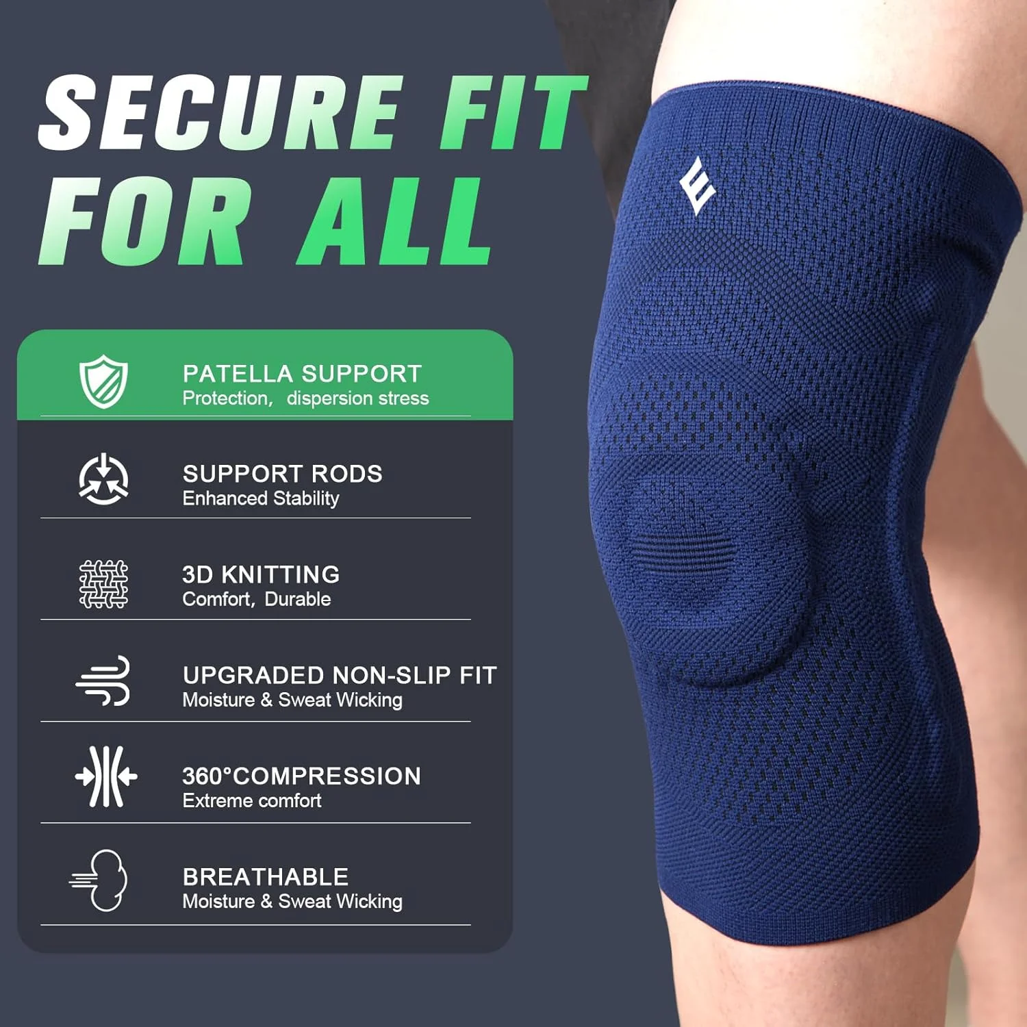 زانوبند نینکا برای آقایان و بانوان، آستین فشاری زانو با پد ژلهای کشکک و تثبیتکنندههای جانبی، پشتیبانی زانو برای پارگی مینیسک، آرتروز، تسکین درد (آبی تیره، کوچک) زانوبند نینکا برای آقایان و بانوان، آستین فشاری زانو با پد ژلهای کشکک و تثبیتکنندههای جانبی، پشتیبانی زانو برای پارگی مینیسک، آرتروز، تسکین درد (آبی تیره، کوچک)