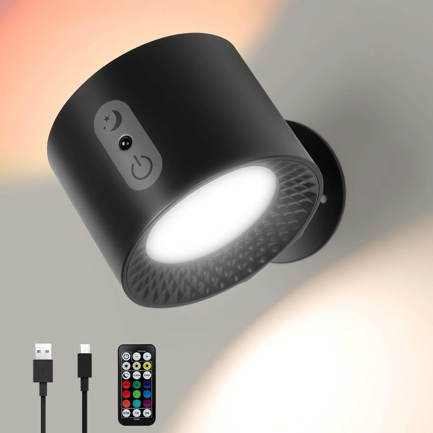 چراغ دیواری بی سیم Baytion، چراغ دیواری قابل شارژ با 3 رنگ و نورپردازی دیواری RGB قابل تنظیم، چراغ مطالعه بی سیم با چراغ دیواری چرخشی 360 درجه برای کنار تخت، راه پله، گالری (مشکی) چراغ دیواری بی سیم Baytion، چراغ دیواری قابل شارژ با 3 رنگ و نورپردازی دیواری RGB قابل تنظیم، چراغ مطالعه بی سیم با چراغ دیواری چرخشی 360 درجه برای کنار تخت، راه پله، گالری (مشکی)