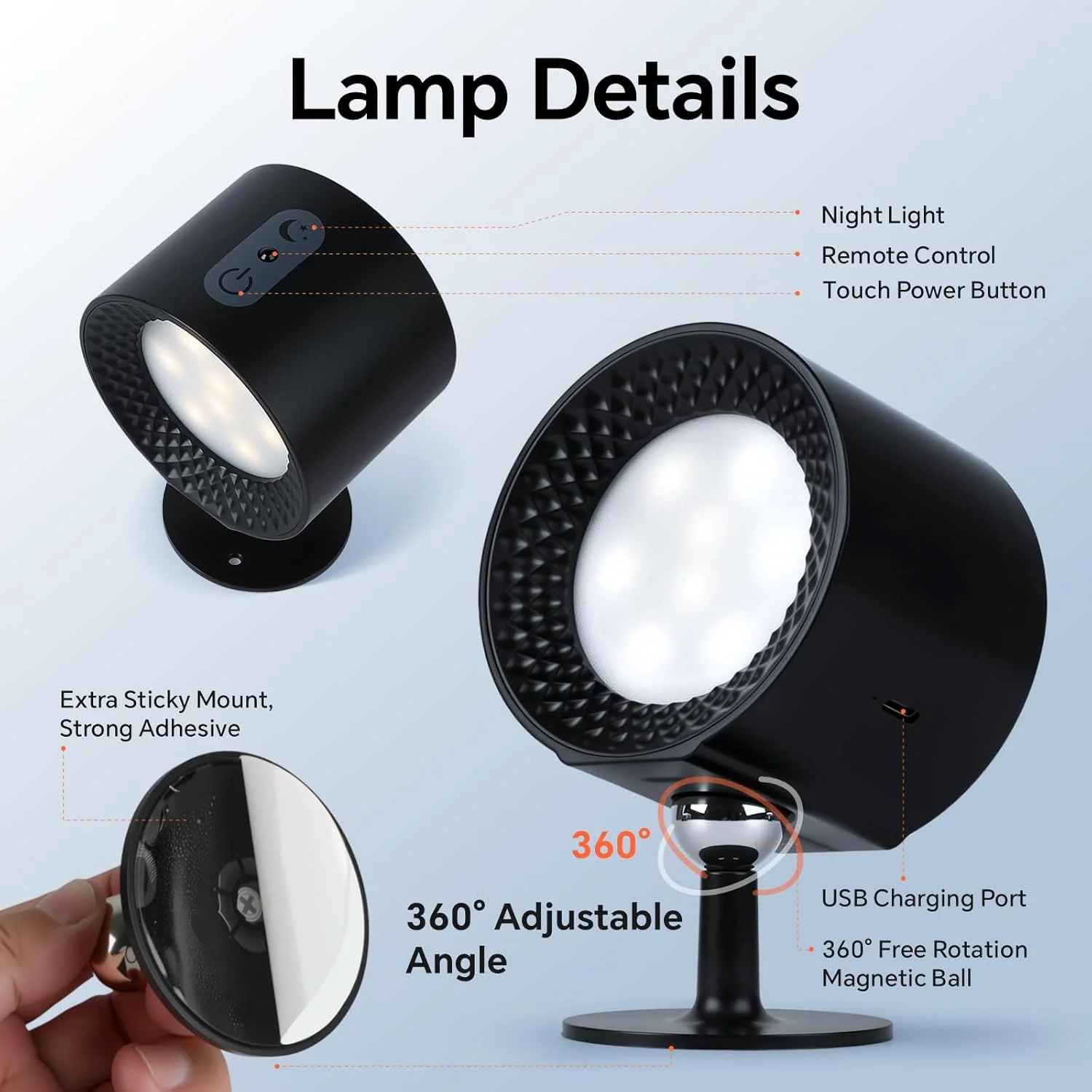 چراغ دیواری بی سیم Baytion، چراغ دیواری قابل شارژ با 3 رنگ و نورپردازی دیواری RGB قابل تنظیم، چراغ مطالعه بی سیم با چراغ دیواری چرخشی 360 درجه برای کنار تخت، راه پله، گالری (مشکی) چراغ دیواری بی سیم Baytion، چراغ دیواری قابل شارژ با 3 رنگ و نورپردازی دیواری RGB قابل تنظیم، چراغ مطالعه بی سیم با چراغ دیواری چرخشی 360 درجه برای کنار تخت، راه پله، گالری (مشکی)