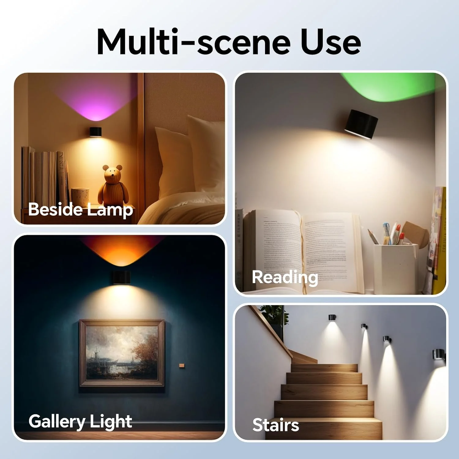 چراغ دیواری بی سیم Baytion، چراغ دیواری قابل شارژ با 3 رنگ و نورپردازی دیواری RGB قابل تنظیم، چراغ مطالعه بی سیم با چراغ دیواری چرخشی 360 درجه برای کنار تخت، راه پله، گالری (مشکی) چراغ دیواری بی سیم Baytion، چراغ دیواری قابل شارژ با 3 رنگ و نورپردازی دیواری RGB قابل تنظیم، چراغ مطالعه بی سیم با چراغ دیواری چرخشی 360 درجه برای کنار تخت، راه پله، گالری (مشکی)