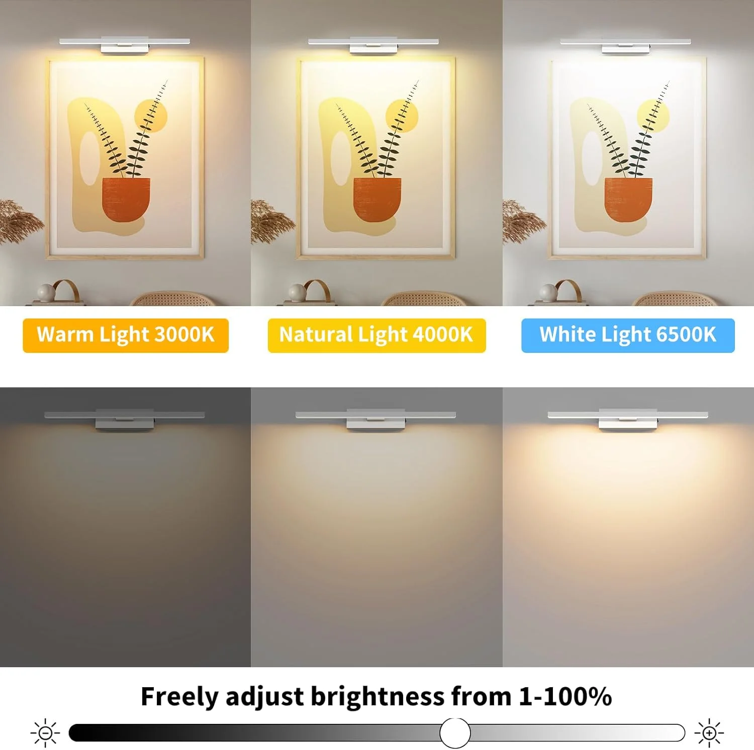 چراغ تصویر، چراغ نقاشی ال ای دی با باتری و کنترل از راه دور، چراغ هنری بی سیم 3000K/4000K/6500K، 16 اینچ، چراغ پرتره برای قاب های هنری، چراغ های دیواری تزئینی (نقره ای) چراغ تصویر، چراغ نقاشی ال ای دی با باتری و کنترل از راه دور، چراغ هنری بی سیم 3000K/4000K/6500K، 16 اینچ، چراغ پرتره برای قاب های هنری، چراغ های دیواری تزئینی (نقره ای)