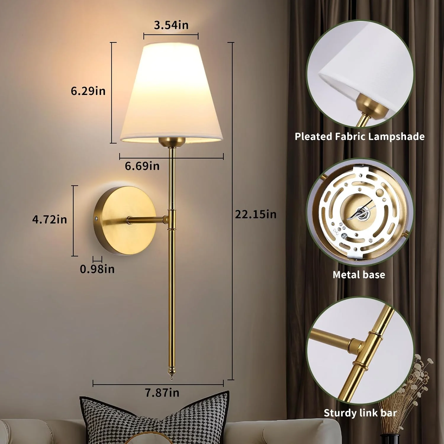 ست دو عددی شمعدان دیواری با باتری، چراغ دیواری بی سیم 15 رنگ با کنترل از راه دور دیمر دار، 20-60 ساعت عمر باتری، لامپ دیواری طلایی قابل شارژ با سایه پارچه ای سفید برای اتاق نشیمن، اتاق خواب، راهرو ست دو عددی شمعدان دیواری با باتری، چراغ دیواری بی سیم 15 رنگ با کنترل از راه دور دیمر دار، 20-60 ساعت عمر باتری، لامپ دیواری طلایی قابل شارژ با سایه پارچه ای سفید برای اتاق نشیمن، اتاق خواب، راهرو