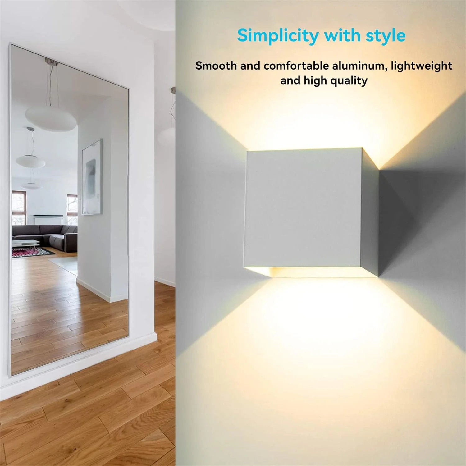 چراغ های دیواری باکانه، چراغ های دیواری ال ای دی بالا و پایین مدرن 6 وات IP66 ضد آب، چراغ های دیواری (سفید-نور گرم)، 4 عدد