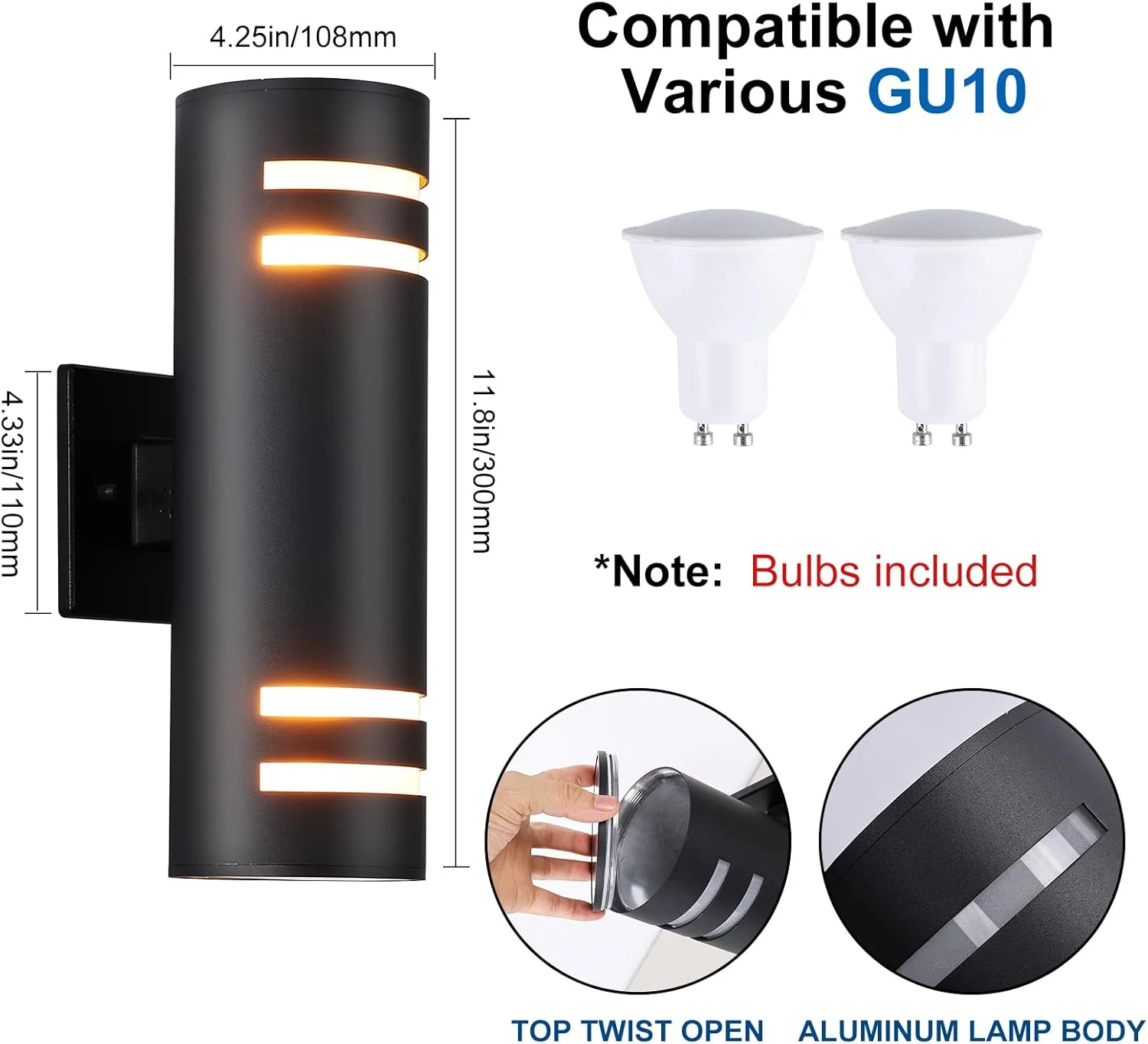 چراغ دیواری بیرونی Aiwewin، بدنه چراغ دیواری آلومینیومی رو به بالا و پایین با نور سفید گرم 3000K، مناسب برای ایوان و پاسیو، باغ، حیاط خلوت و گاراژ چراغ دیواری بیرونی Aiwewin، بدنه چراغ دیواری آلومینیومی رو به بالا و پایین با نور سفید گرم 3000K، مناسب برای ایوان و پاسیو، باغ، حیاط خلوت و گاراژ