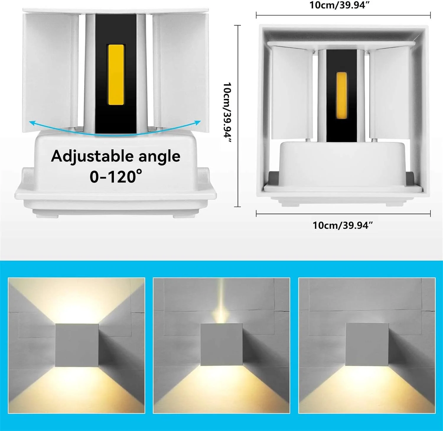 چراغ های دیواری، چراغ های دیواری ال ای دی رو به بالا و پایین مدرن 6 وات IP66 ضد آب چراغ های دیواری (سفید-نور گرم)، 4 عدد