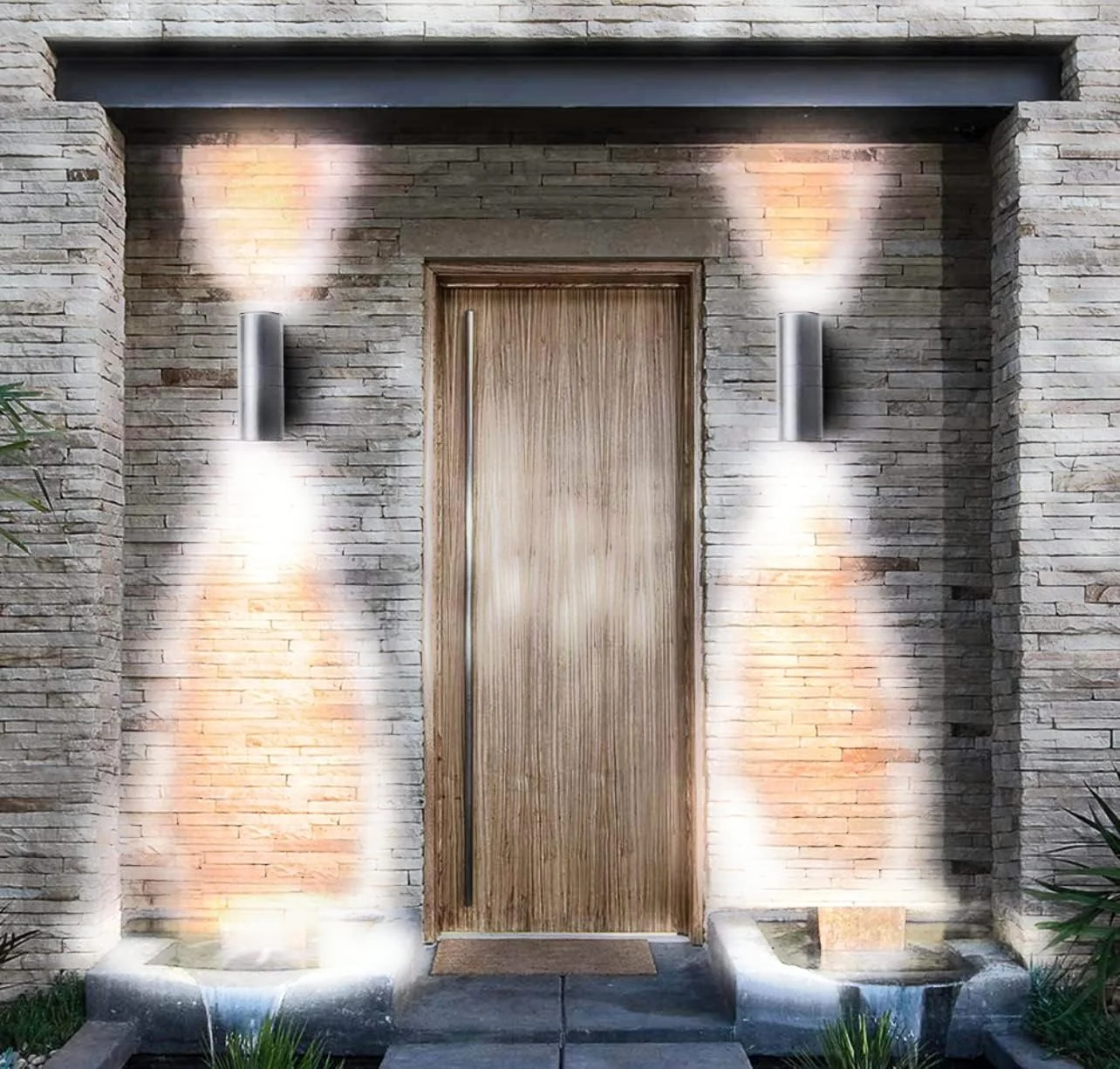 چراغ های مدرن ایوان بیرونی دو طرفه | روشنایی پاسیو بالا پایین | بدنه آلومینیومی مشکی چراغ دیواری بیرونی | استوانه ای IP65 (مشکی) با لامپ ال ای دی گرم سفید قابل تعویض E27 چراغ های مدرن ایوان بیرونی دو طرفه | روشنایی پاسیو بالا پایین | بدنه آلومینیومی مشکی چراغ دیواری بیرونی | استوانه ای IP65 (مشکی) با لامپ ال ای دی گرم سفید قابل تعویض E27