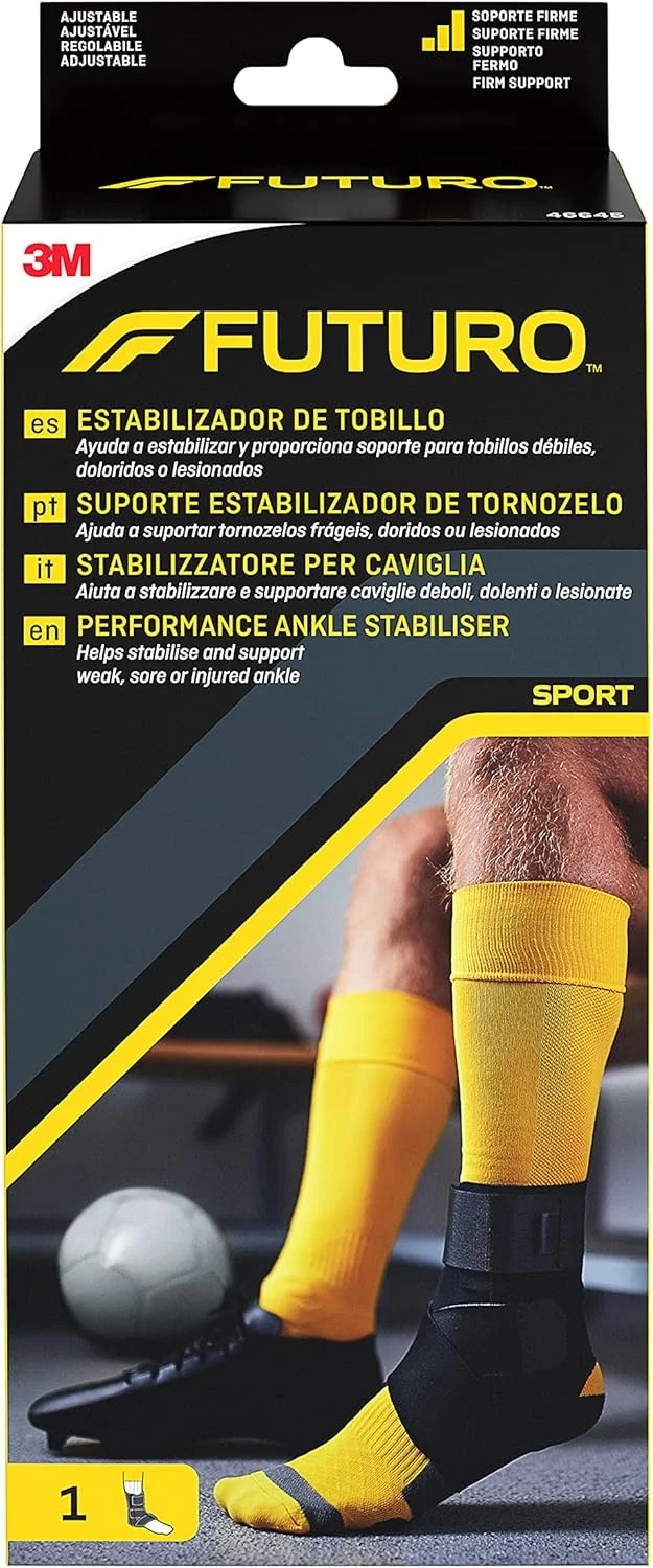 مچ بند ورزشی فوتورو، قابل تنظیم، مشکی (20.3-25.4 سانتی متر) - مناسب برای مچ های سفت، دردناک یا آسیب دیده، تثبیت کننده جانبی تقویت شده برای جلوگیری از چرخیدن و آسیب دیدگی مجدد مچ پا