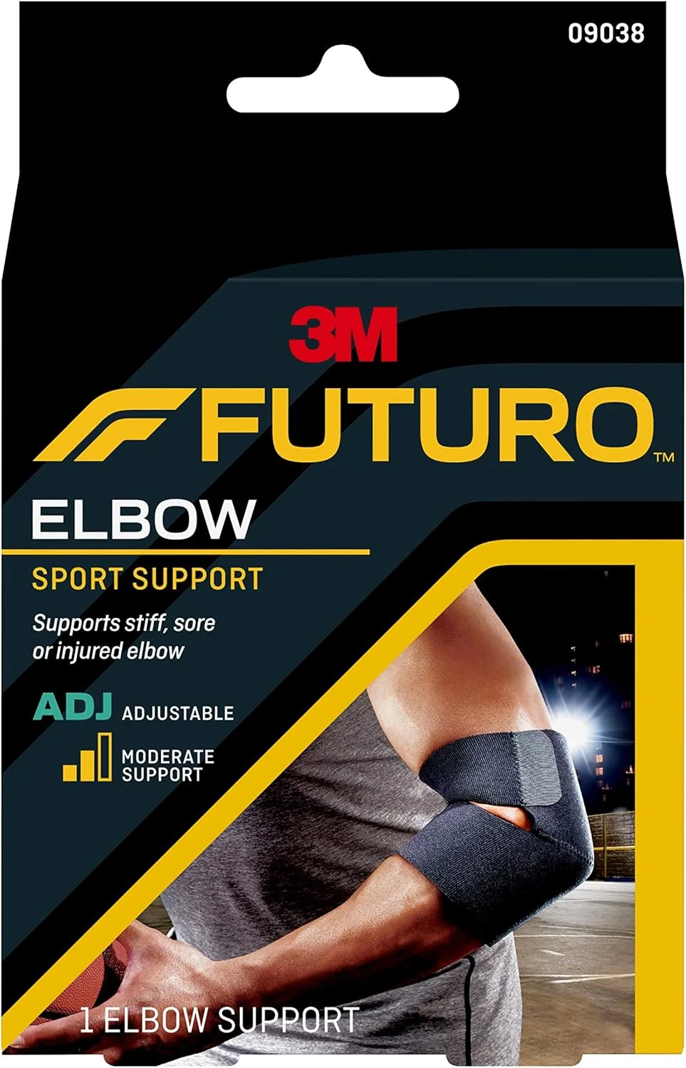بند تنیس البو فوتورو، سایز قابل تنظیم، 1 عدد در بسته | رنگ مشکی 45975ENR | فشار هدفمند را به آرنج یا ساعد وارد می کند | حمایت از آرنج