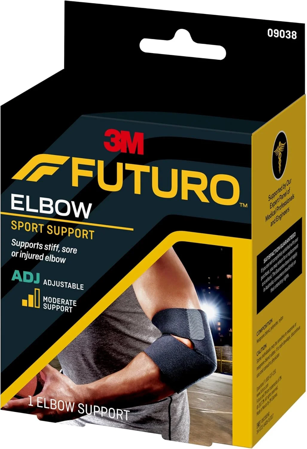 بند تنیس البو فوتورو، سایز قابل تنظیم، 1 عدد در بسته | رنگ مشکی 45975ENR | فشار هدفمند را به آرنج یا ساعد وارد می کند | حمایت از آرنج