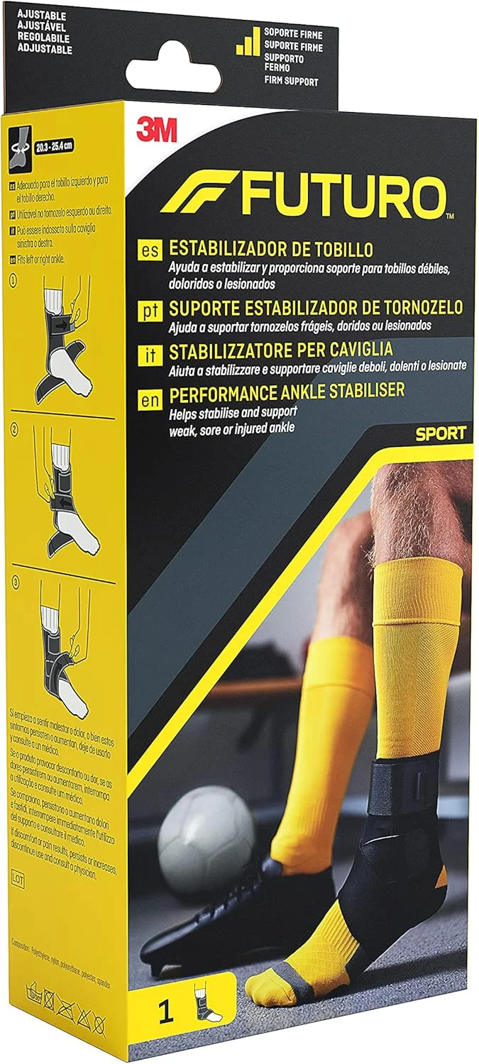 مچ بند ورزشی فوتورو، قابل تنظیم، مشکی (20.3-25.4 سانتی متر) - مناسب برای مچ های سفت، دردناک یا آسیب دیده، تثبیت کننده جانبی تقویت شده برای جلوگیری از چرخیدن و آسیب دیدگی مجدد مچ پا