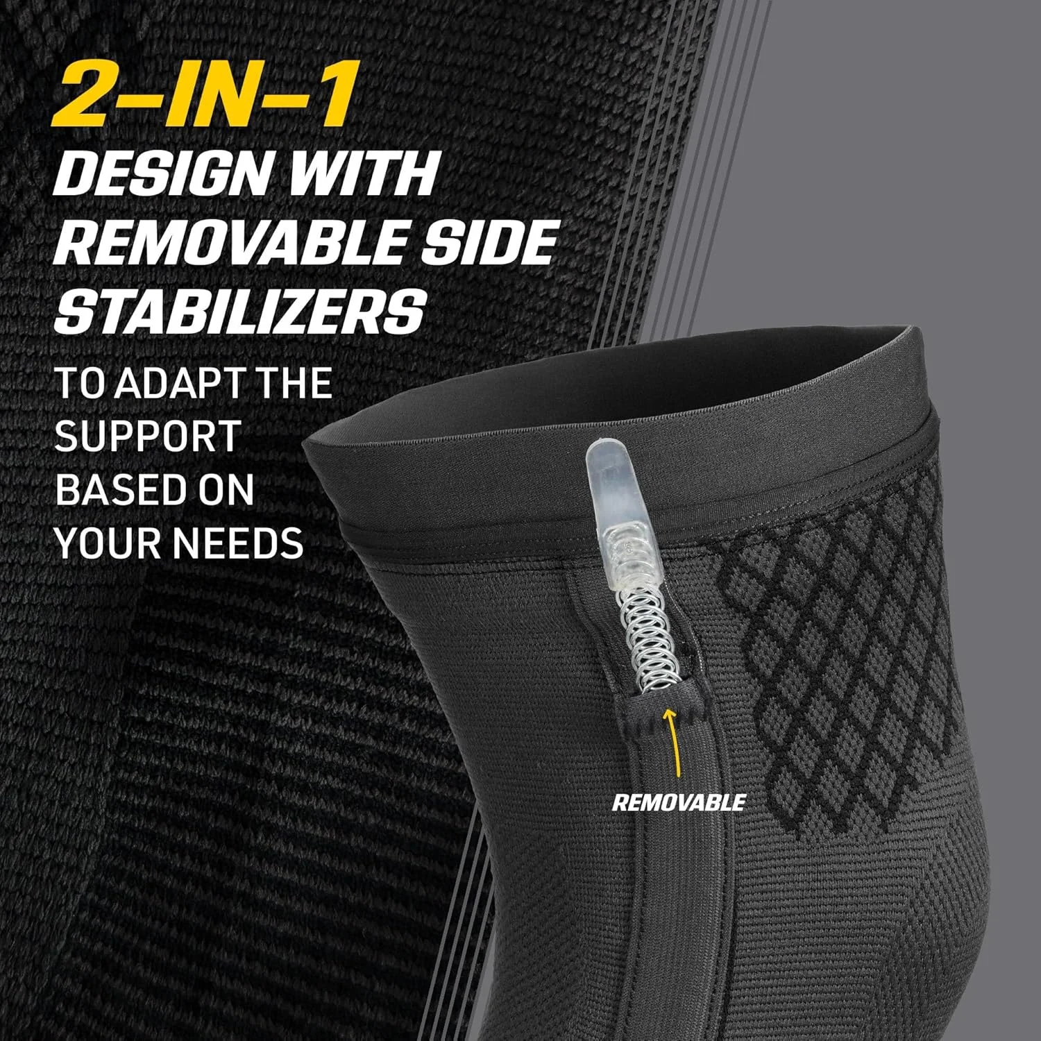 آستین فشاری زانو FUTURO™ Premium با تثبیت کننده، تثبیت کننده های قابل جابجایی، آستین فشاری پیشرفته و قابل تنظیم، برای آرتروز خفیف، تورم، درد، رگ به رگ شدن و کشیدگی، سایز متوسط