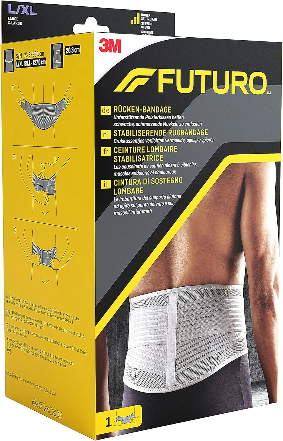 پشتیبان کمر تثبیت کننده فوتورو کامفورت - پدهای بالشتکی پشتیبانی به هدف قرار دادن عضلات دردناک و کوفته کمک می کنند - بزرگ/خیلی بزرگ