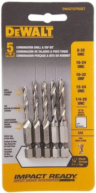 مجموعه مته قلاویز دیوالت، آماده برای ضربه، 1/4 اینچ، 5 عددی (Dwadtqtr5Set)، یک سایز