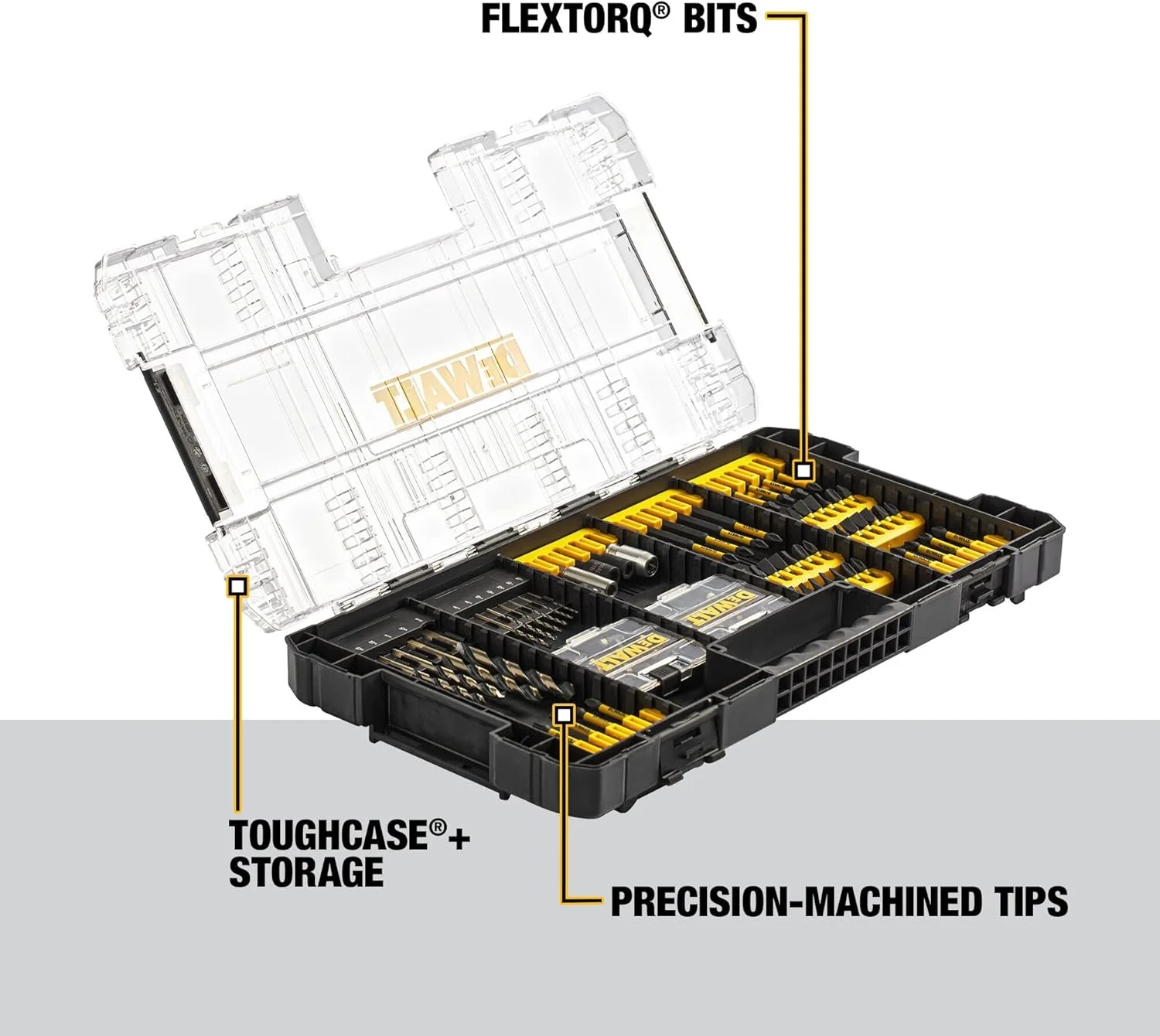 مجموعه 100 عددی سری پیچ گوشتی ضربه ای دیوالت FlexTorq مدل (DWANGFT100SET)