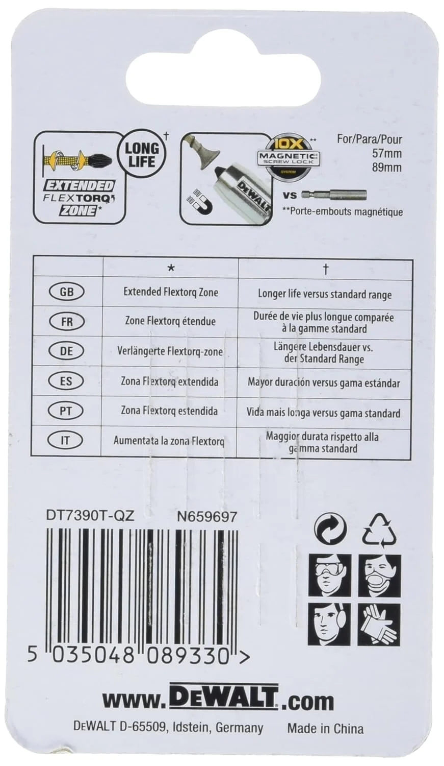 سَری پیچ‌گوشتی ضربه‌ای تُرشِن دیوالت DT7390TQZ سایز PZ1 طول 50 میلی‌متر (بسته 5 عددی)