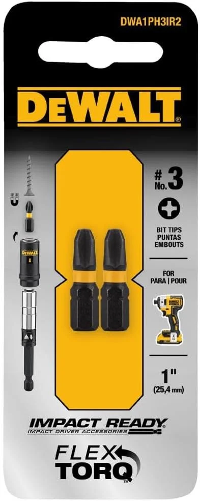 DEWALT لوازم جانبی DWA1PH3IR2 سری پیچ گوشتی ضربه ای فیلیپس شماره 3 (بسته 2 عددی)