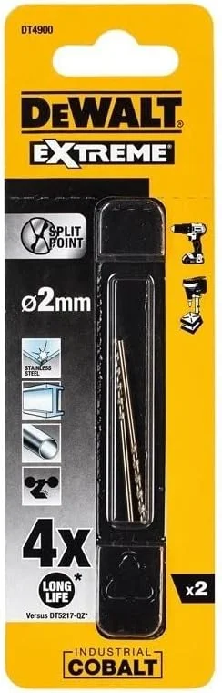 دوالت DT4900-QZ مته کبالت HSS-CO Extreme برای فلز 2 میلی متر