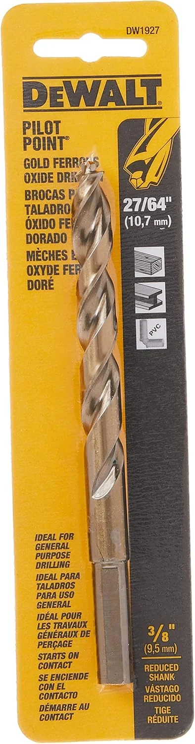 مته پیچشی نوک خلبانی اکسید آهن طلایی دیوالت مدل DW1927 سایز 27/64 اینچ