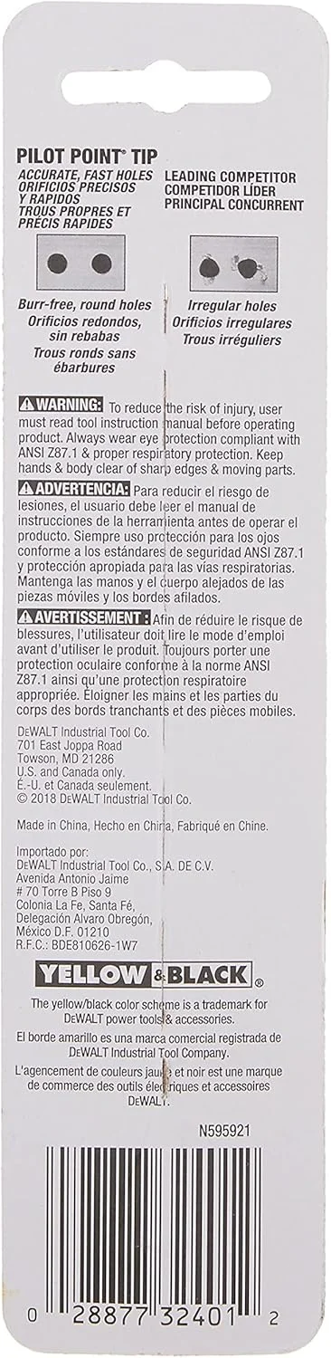 مته پیچشی نوک خلبانی اکسید آهن طلایی دیوالت مدل DW1927 سایز 27/64 اینچ