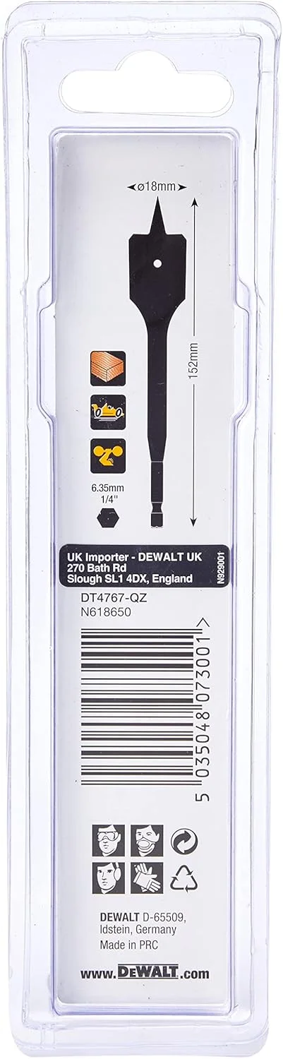 دیوالت DT4767-QZ مته تخت اکستریم، چند منظوره، 18 میلی متر x 152 میلی متر دیوالت DT4767-QZ مته تخت اکستریم، چند منظوره، 18 میلی متر x 152 میلی متر