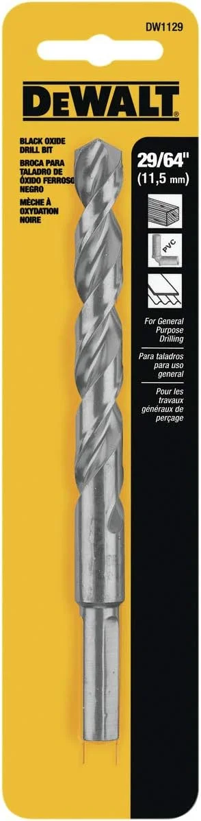 مته دیوالت DW1129 سایز 29/64 اینچ، نوک شکافته 135 درجه، اکسید سیاه