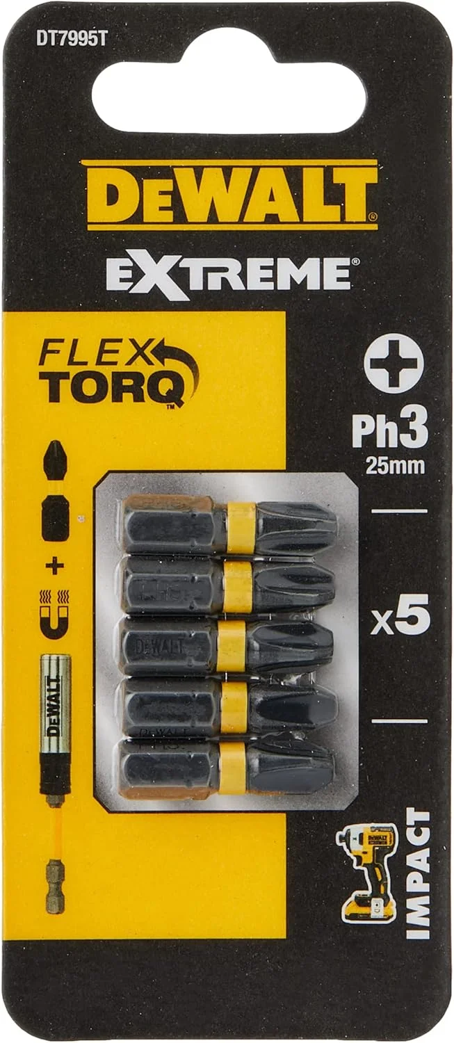 دیوالت - سری پیچ گوشتی ضربه ای PH3 25 میلی متری بسته 5 عددی