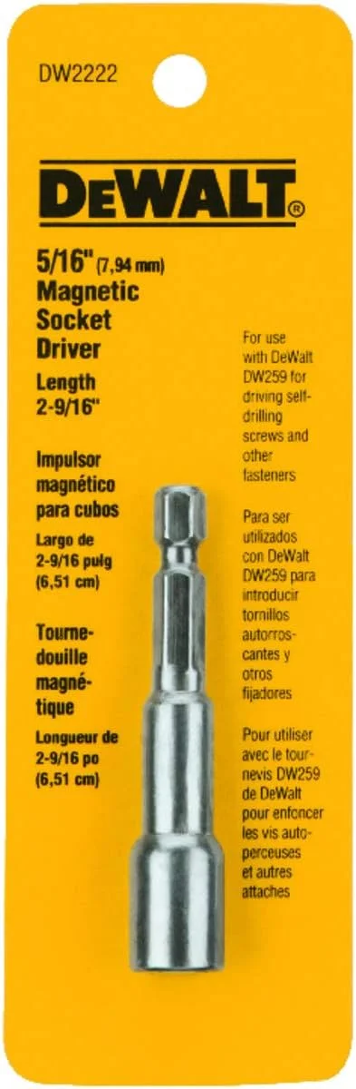 دوالت DW2222 درایور بکس مگنتی 5/16 اینچ در 2-9/16 اینچ، نقره ای