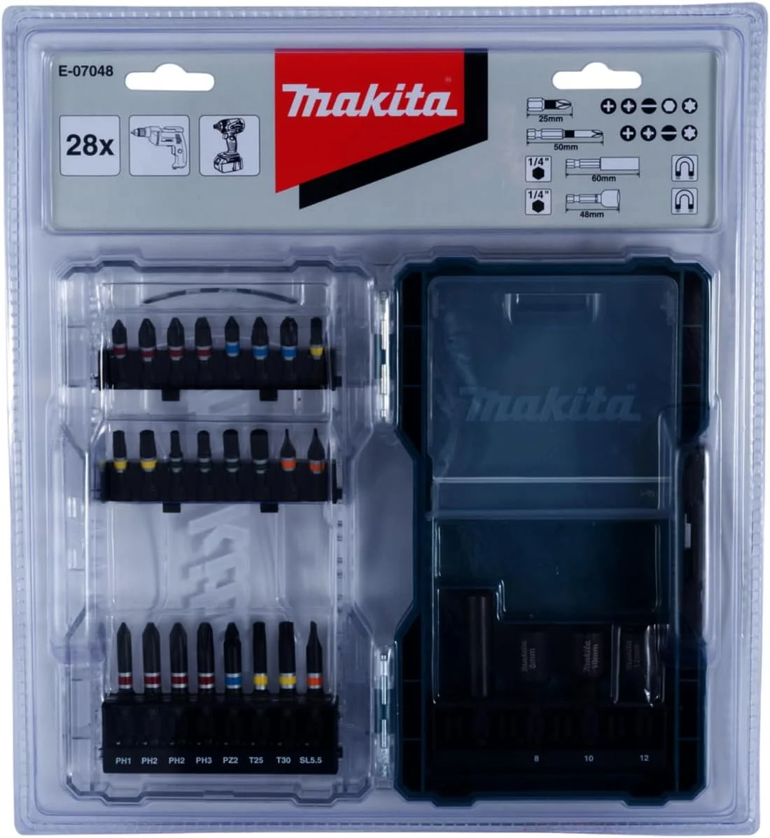مجموعه 28 عددی مته و سری پیچ گوشتی ماکیتا مدل E-07048