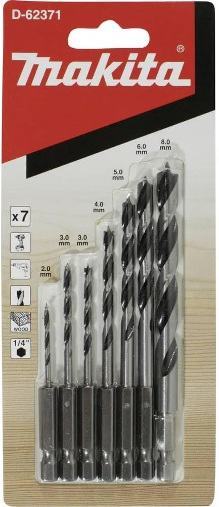 ست مته چوب 7 عددی 1/4 اینچ ماکیتا مدل D-62371 ست مته چوب 7 عددی 1/4 اینچ ماکیتا مدل D-62371