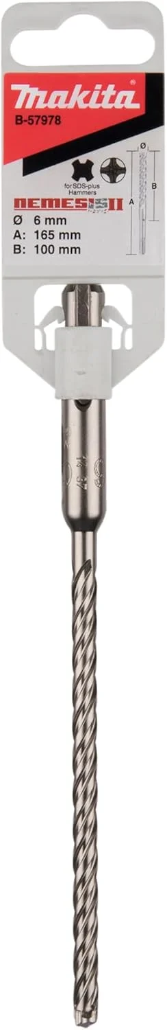 مته SDS ماکیتا B-57978، نقره ای، 6 میلی متر × 165 میلی متر