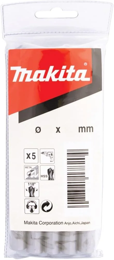 مته HSS ماکیتا مدل D-06622 با نوک تیز، بسته 5 عددی، قطر 12 میلی متر، طول کلی 151 میلی متر