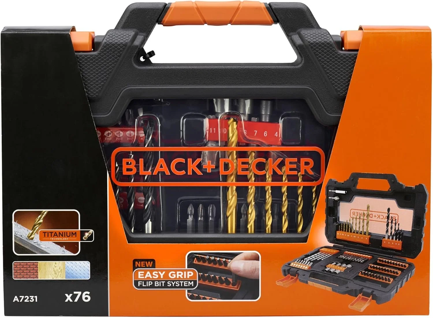 مجموعه مته گیره آسان BLACK+DECKER A7231-XJ - مشکی، 76 تکه