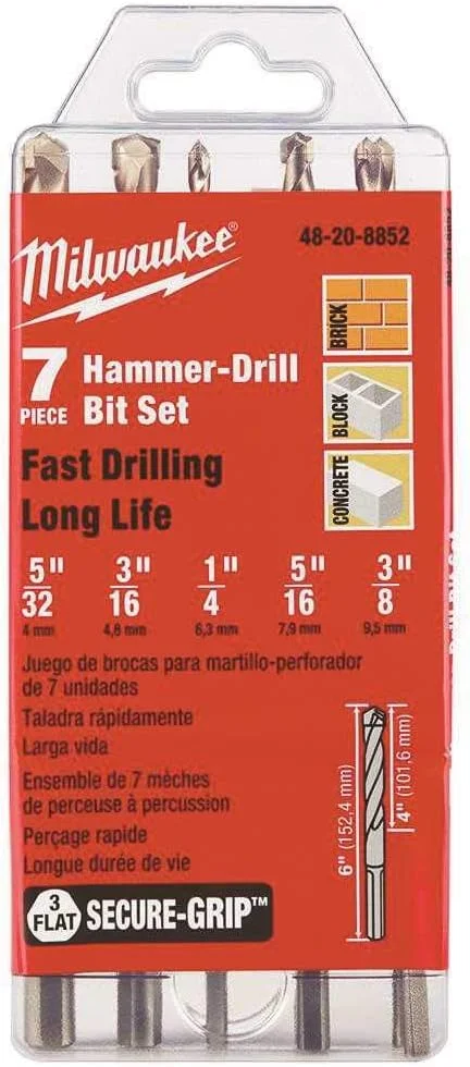 مجموعه مته چکشی 7 عددی میلواکی مدل 48-20-8852 مجموعه مته چکشی 7 عددی میلواکی مدل 48-20-8852