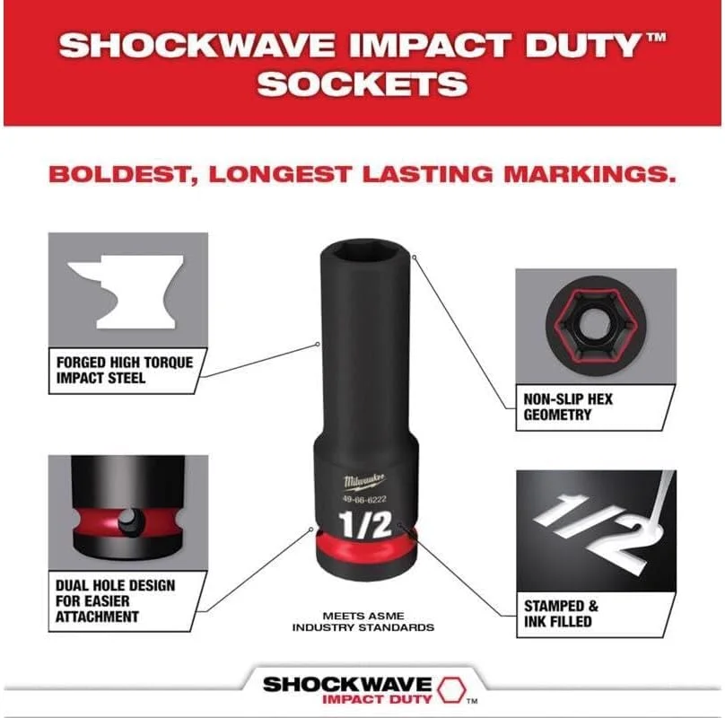 مجموعه 3 عددی بکس دیپ ایمپکت نازک میلواکی مدل 49-66-4417 به همراه آداپتور بکس (بدون درایور)