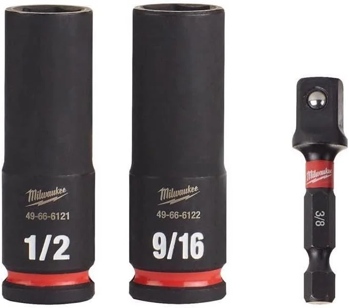 مجموعه 3 عددی بکس دیپ ایمپکت نازک میلواکی مدل 49-66-4417 به همراه آداپتور بکس (بدون درایور)