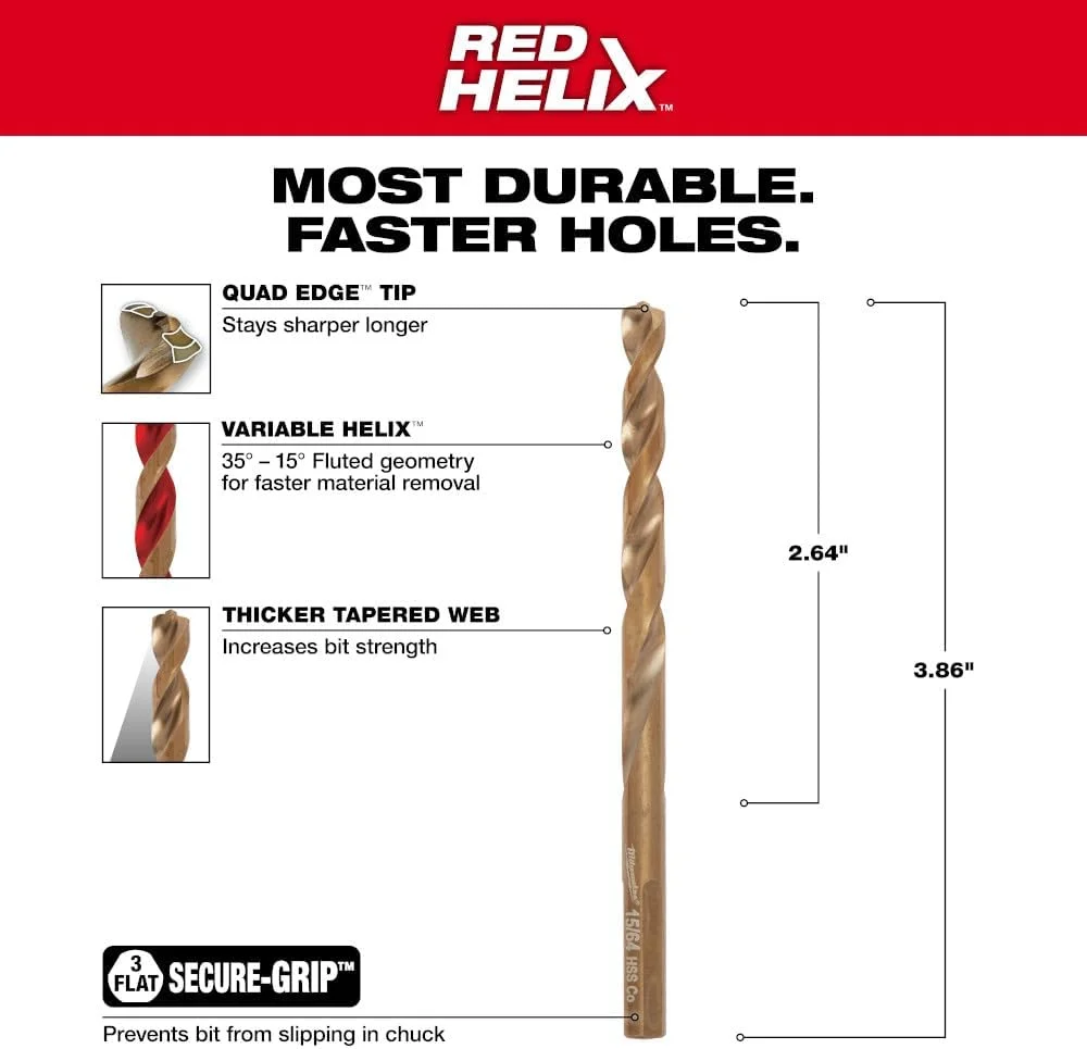 مته کبالت میلوکی 48-89-2312، میله 15/64 اینچ مته کبالت میلوکی 48-89-2312، میله 15/64 اینچ