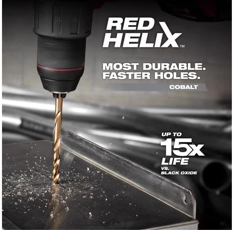 مته میلواکی 48-89-2323، قطر 13/32 اینچ، طول 5.12 اینچ، طول شیار 3.74 اینچ، ساق گرد سه پخ 3/8 اینچ، کبالت