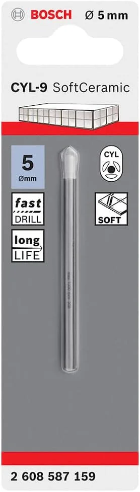 مته سرامیک CYL-9 بوش پروفشنال (مناسب برای سرامیک های نرم، Ø 5 X 70 میلی متر، لوازم جانبی دریل) مته سرامیک CYL-9 بوش پروفشنال (مناسب برای سرامیک های نرم، Ø 5 X 70 میلی متر، لوازم جانبی دریل)