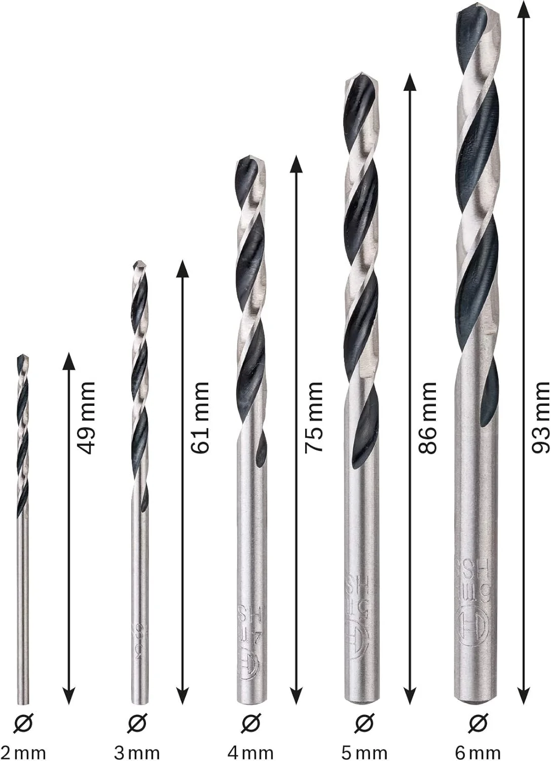 مجموعه 5 عددی مته مارپیچ HSS بوش مناسب فلز و چوب (برای فلز و چوب، لوازم جانبی دریل)