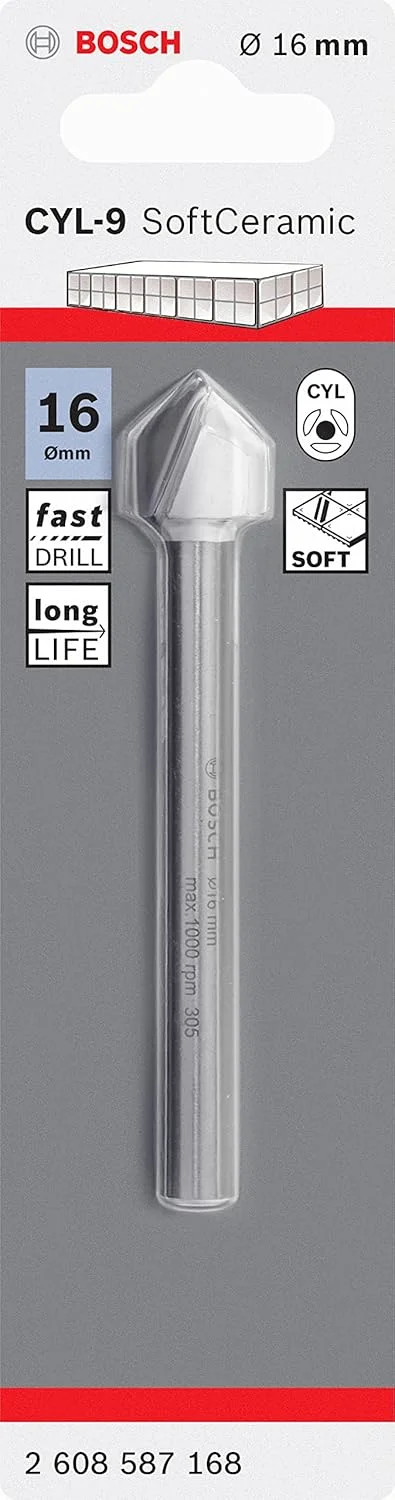 مته سرامیک CYL-9 بوش پروفشنال، مناسب برای سرامیکهای نرم، قطر 16 × 90 میلیمتر، لوازم جانبی دریل مته سرامیک CYL-9 بوش پروفشنال، مناسب برای سرامیکهای نرم، قطر 16 × 90 میلیمتر، لوازم جانبی دریل