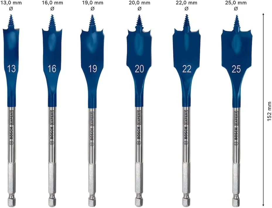 مجموعه مته های تخت نجاری بوش پروفشنال مدل Expert SelfCut Speed، 6 عددی (مناسب چوب نرم، نئوپان، قطر 13-25 میلی متر، لوازم جانبی دریل چکشی)